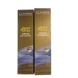 2 Clairol Professional Soy4Plex Creme Permanent Hair Color 10V Lavender Ice 2 oz